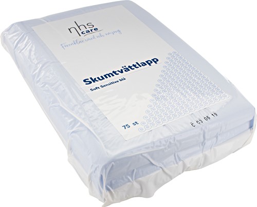 Tvättlapp skum NHS Care Soft Sensitive blå 19x27cmx3mm 75st/fp