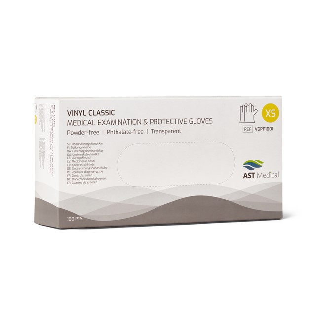 Handskar vinyl Classic Puder och Ftalatfri transp  XS 100st/fp