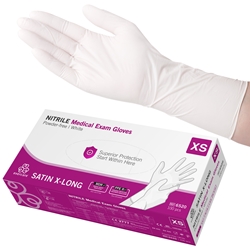 Handskar nitril evercare SATIN x-lång vit AQL 1,5 XS 100st/fp