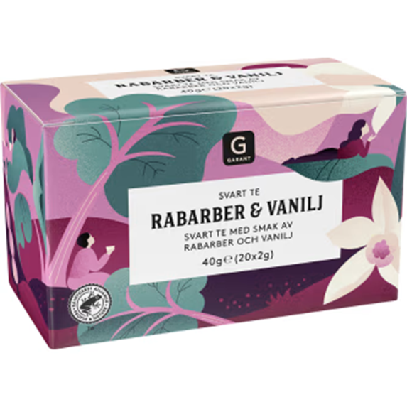 Te Rabarber/Vanilj svart 20st/fp