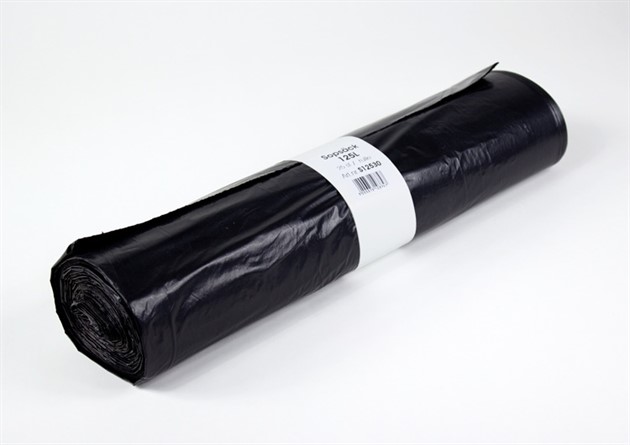 Plastsäck svart 125L 750mmx1150mm 30my 25st/rl