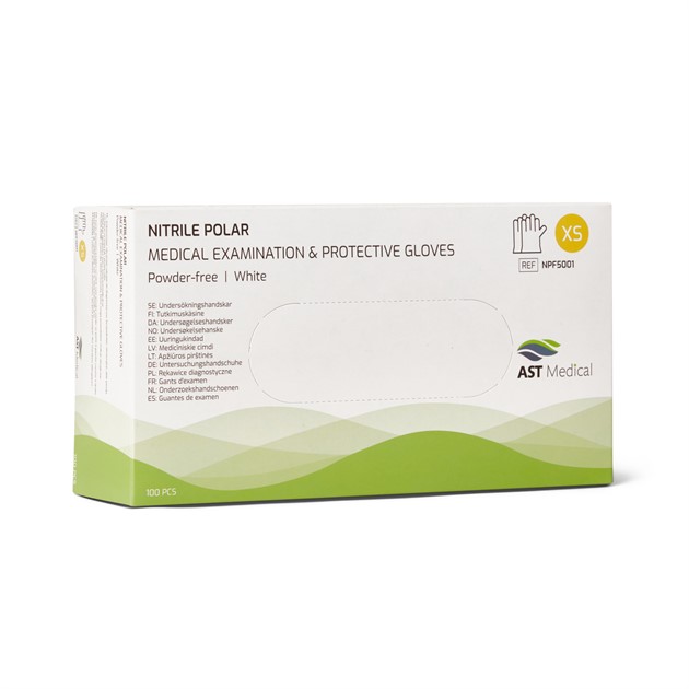 Handskar Nitril Polar AQL 1,5 puderfri vit stl XS 100st/fp