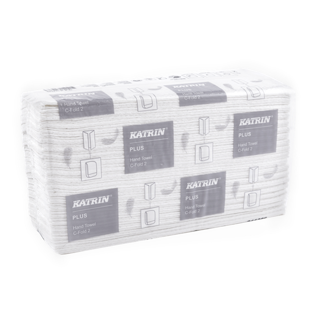 Pappershandduk 2-lag vit Katrin Plus C-Fold 2 24x33cm 16x100ark=1600st