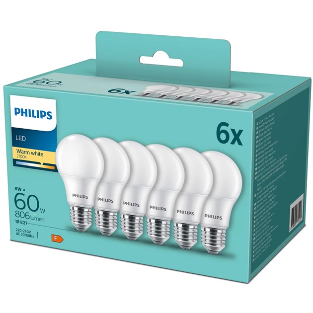 Led E27 Normal 60W Frost 806lm 6-pack