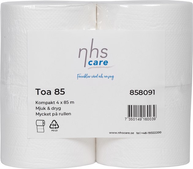 Toalettpapper TOA 85, vit nyfiber 85m/rl 4rl/fp